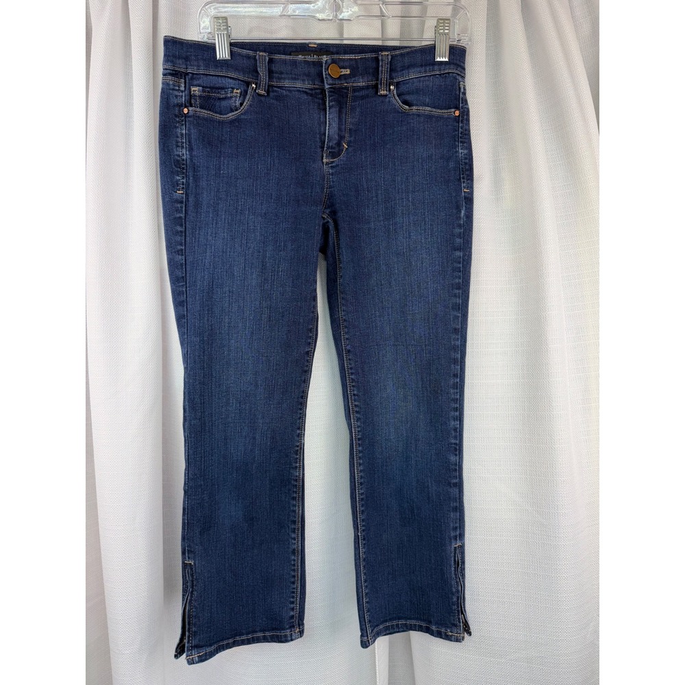 White House Black Market Dark Wash Crop Leg Noir Jeans with Ankle Zippers Size 4
